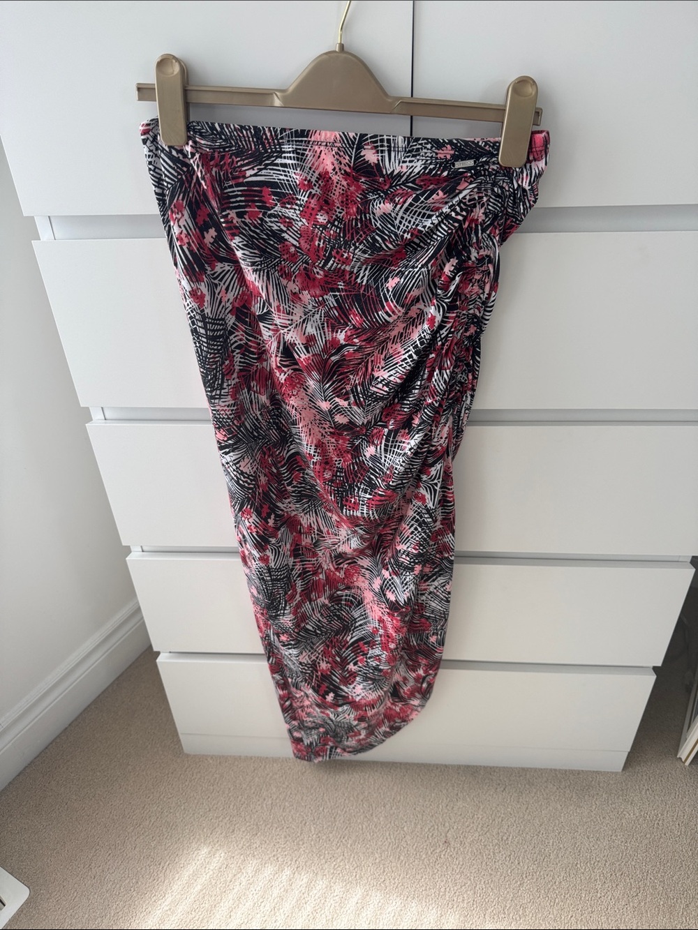 Guess Pink & Black Tropical Print maxi skirt